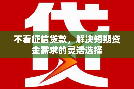 屏南不看征信贷款，解决短期资金需求的灵活选择