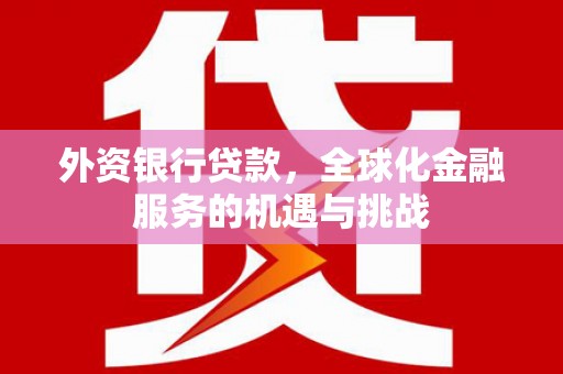 嘉祥外资银行贷款，全球化金融服务的机遇与挑战