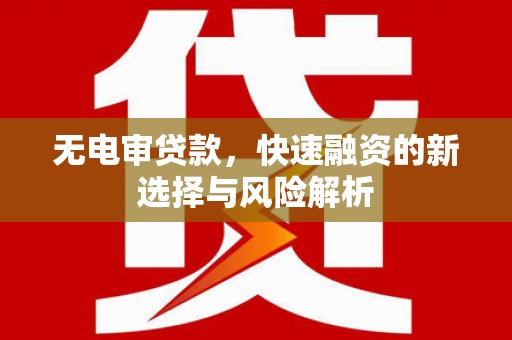滴道无电审贷款，快速融资的新选择与风险解析